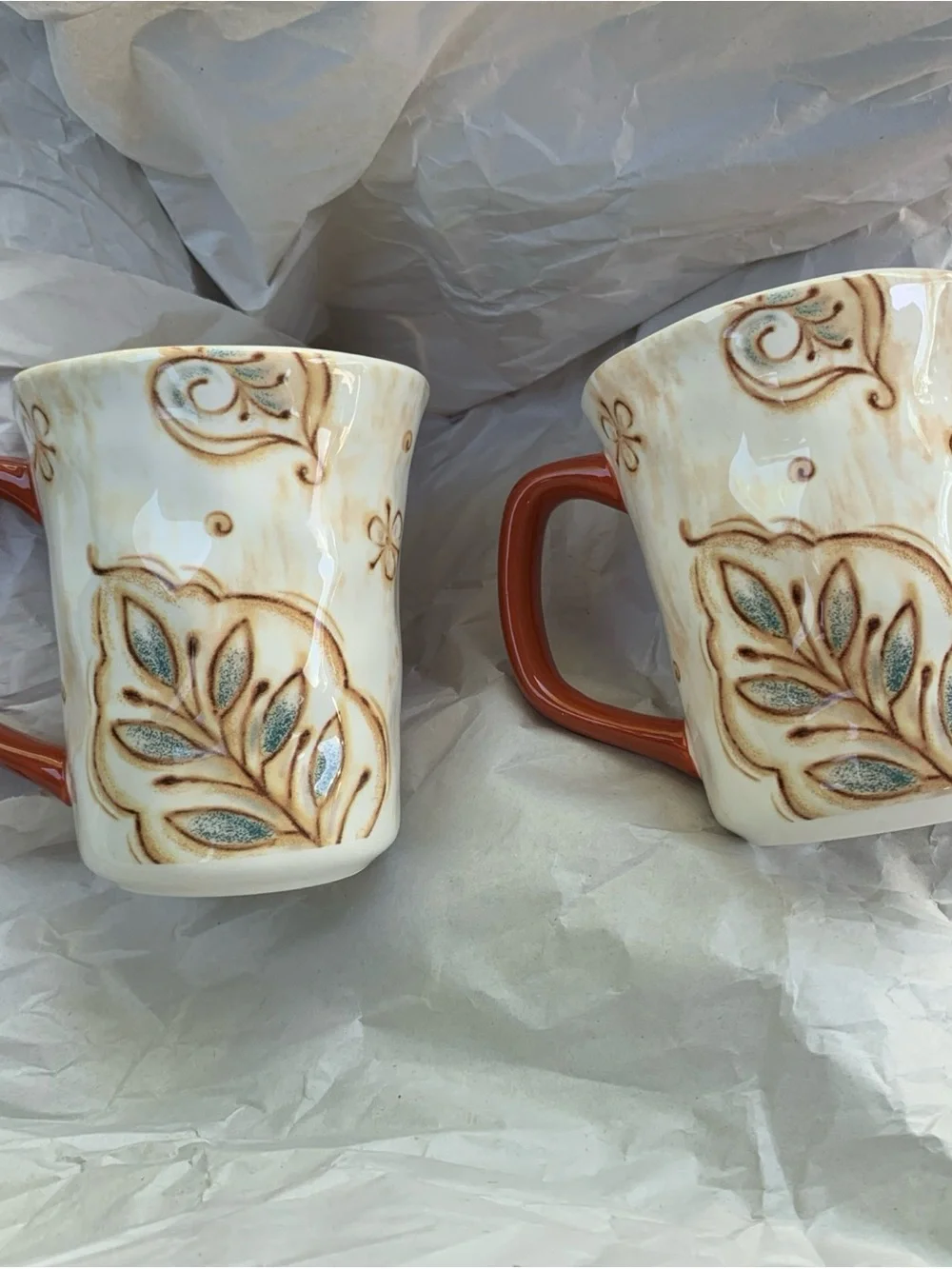 Pier 1 Imports Set of 2 Gallo Rooster Design Coffee Tea Mugs Ironstone 14 oz